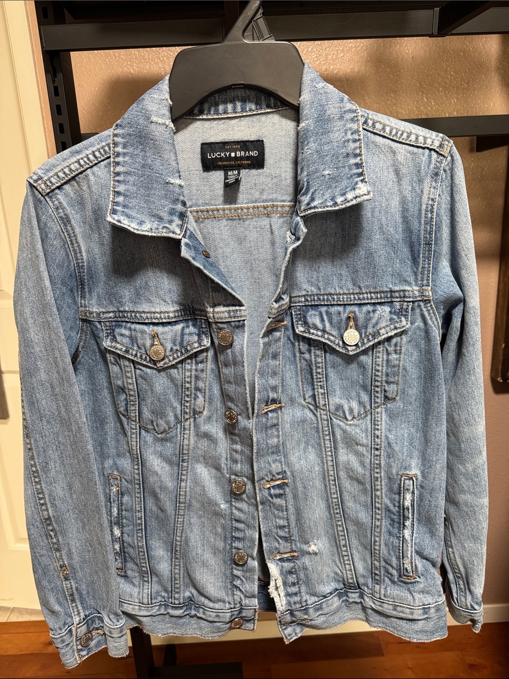 Lucky Brand Light Blue Distressed Tomboy Trucker Denim Jacket